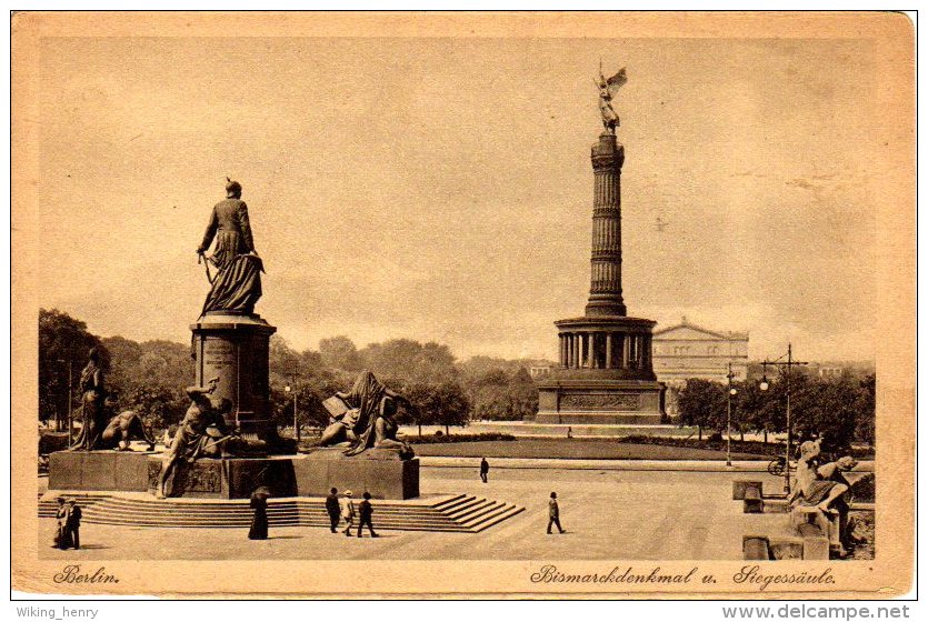 Berlin Tiergarten - S/w Bismarckdenkmal Und Siegessäule 1 - Tiergarten