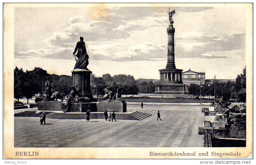 Berlin Tiergarten - S/w Bismarckdenkmal Und Siegessäule 3 - Tiergarten