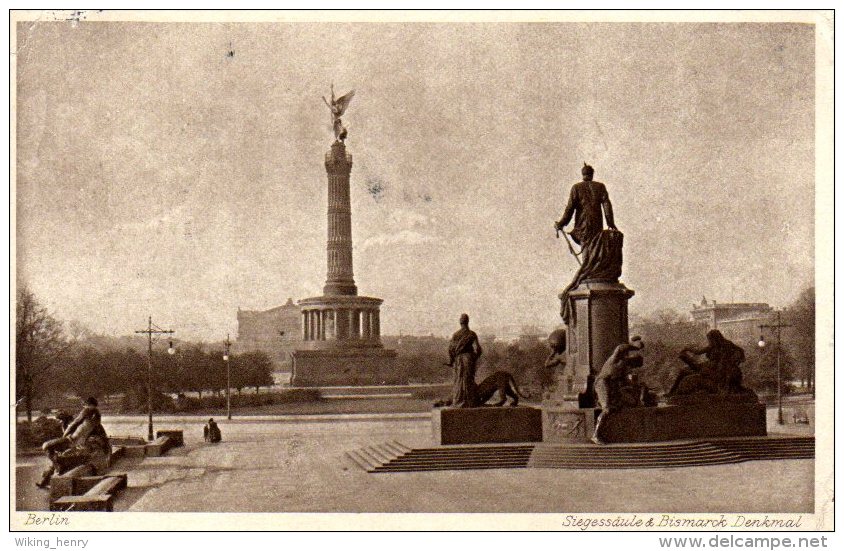 Berlin Tiergarten - S/w Siegessäule 30  Und Bismarck Denkmal - Tiergarten