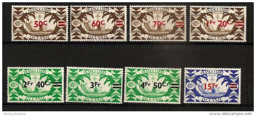 Océanie 1945 N° 172 / 9 ** Surchargé, Série De Londres, Croix De Lorraine, Charles De Gaulle, WW2, Maison, Palmier - Unused Stamps