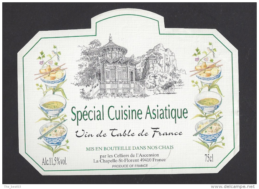 Etiquettes De Vin  De Table -  Spécial Cuisine Asiatique  - Les Celliers De L'Ascension à La Chapelle Saint Florent (49) - Asiatische