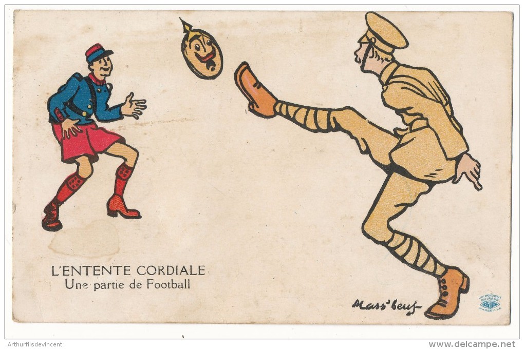 CARICATURE -- L'ENTENTE CORDIALE --UNE PARTIE DE FOOTBAL--MASS BEUF - Mass'Boeuf