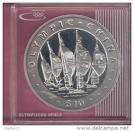BRITISCH VIRGIN ISLANDS $10,- 2008 AG PROOF OLYMPICS BEIJING SAILING SHIPS - Jungferninseln, Britische