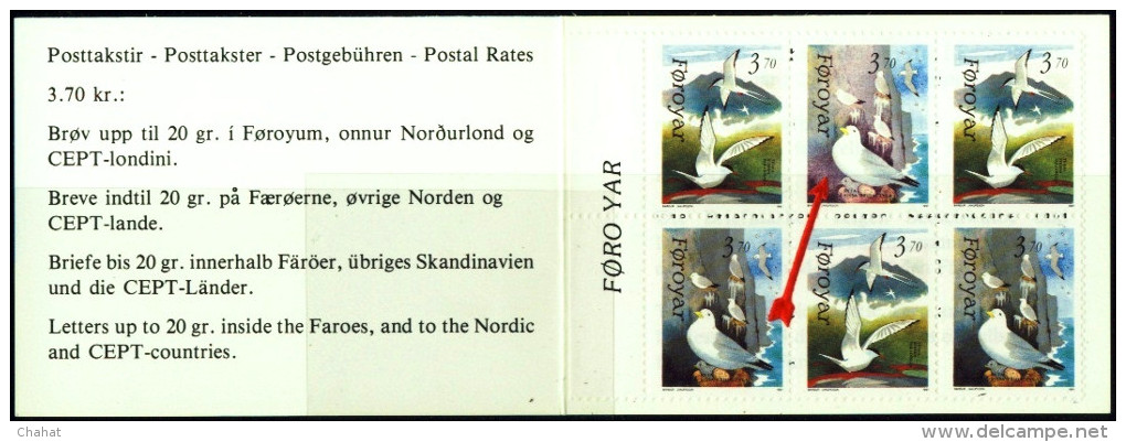 MARINE BIRDS-ARCTIC TERNS & BLACK LEGGED KITTIWAKE-STAMPS BOOKLET-FAROE ISLANDS-MNH-A6-60 - Albatros