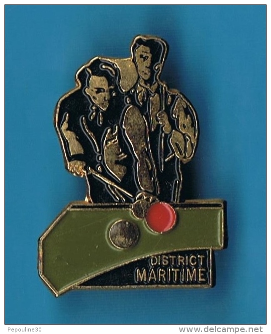 1 PIN´S //  ** F. F. B. ** BILLARD ** DISTRICT MARITIME ** - Biliardo