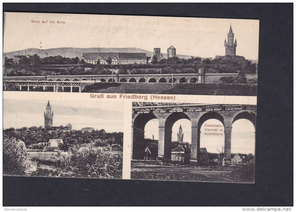 AK Gruss Aus Friedberg ( Multivues Eisenbahn Viadukt Cachet Reserve Lazarett Vg A&M Löwenthal  Guerre 14-18 ) - Friedberg