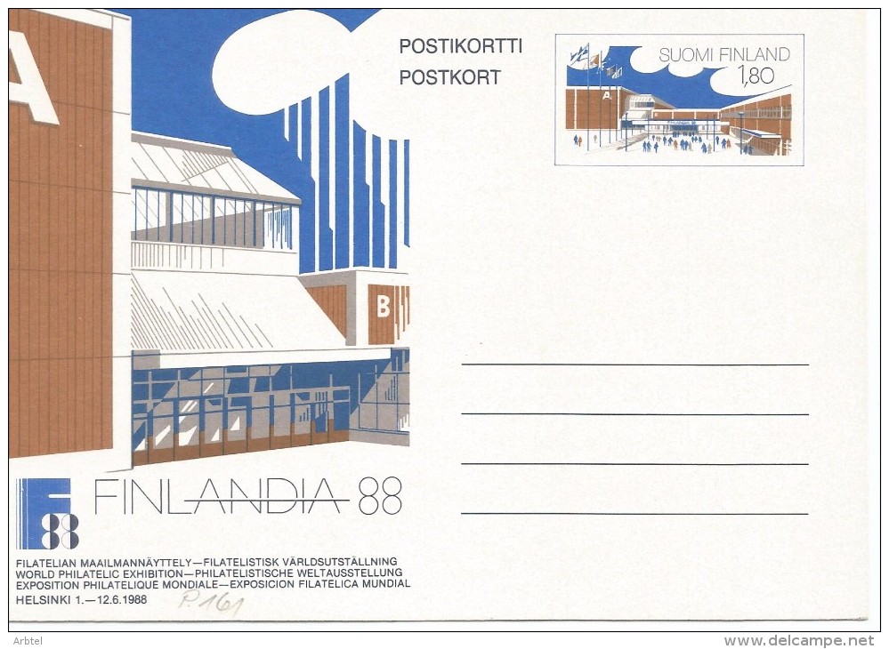 FINLANDIA ENTERO POSTAL EXPOSICION FILATELICA FINLANDIA 88 - Ganzsachen