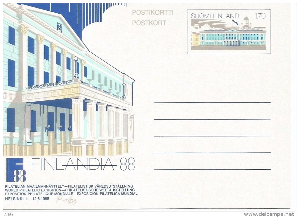 FINLANDIA ENTERO POSTAL EXPOSICION FILATELICA FINLANDIA 88 - Ganzsachen