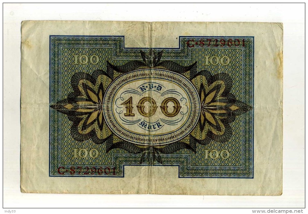 - ALLEMAGNE 1918/33 .  BILLET  100 M. 1920 . - 100 Mark