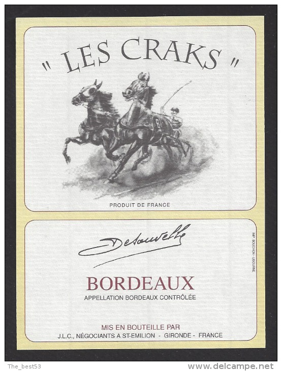 Etiquette De Vin Bordeaux  -  Les Craks  - Thème Chevaux - Chevaux