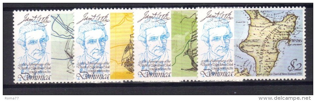 W520 - DOMINICA  1979 ,  Yvert  N. 609/612  ***  MNH. James Cook - Dominique (...-1978)