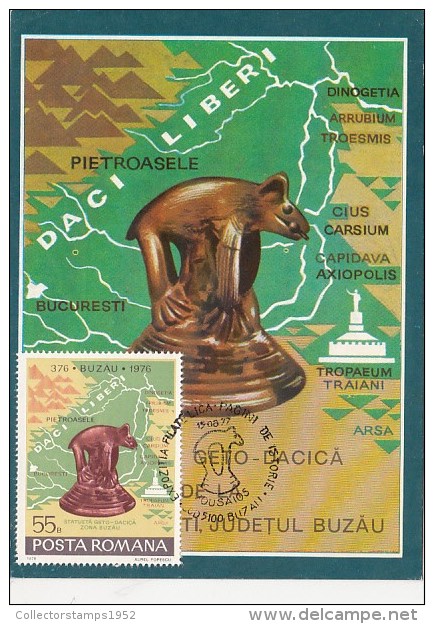 28333- ARCHAEOLOGY, DACIAN STATUETTE, MAXIMUM CARD, 1972, ROMANIA - Archaeology