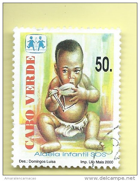 TIMBRES - STAMPS - CAP VERT / CAPE VERDE - 2000 -  50 ANS DES VILLAGES D´ENFANTS - TIMBRE OBLITÉRÉ - Cape Verde