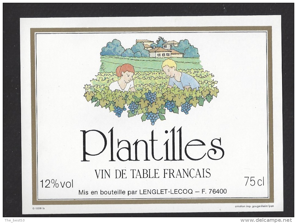 Etiquette De Vin De Table   -  Plantilles - Thème Couple Travail De La Vigne  -  Lenglet Lecoq à 76400 - Parejas