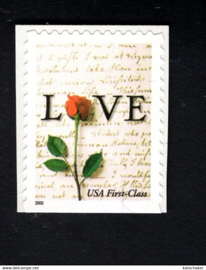 334401333 2001 (XX) POSTFRIS MINT NEVER HINGED  SCOTT 3496 Love Stamp Flowers UNDER IMPERFORATED - Andere & Zonder Classificatie