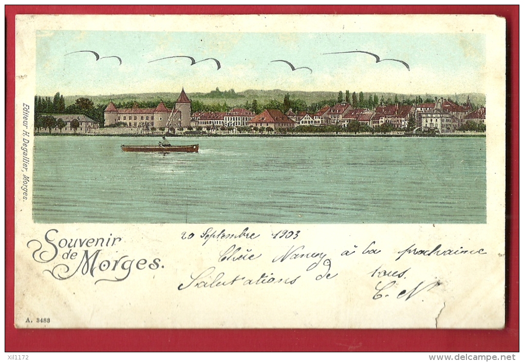 HAB-12  Souvenir De  Morges  Précurseur. Cachet 1903 - Morges