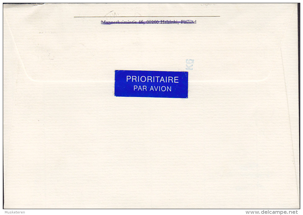 Finland Prioritaire Par Avion Labels HOTEL INTER CONTINENTAL, HELSINKI 1993 Cover Brief USA UN Armoured Car Checkpoint - Covers & Documents