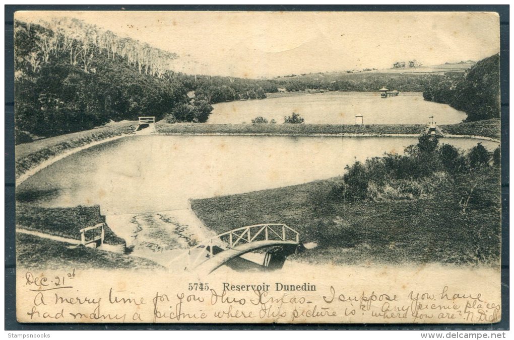 1905 New Zealand Dunedin Reservoir Postcard Wellington - Cordoba Argentina Via Rio De Janeiro - Cartas & Documentos
