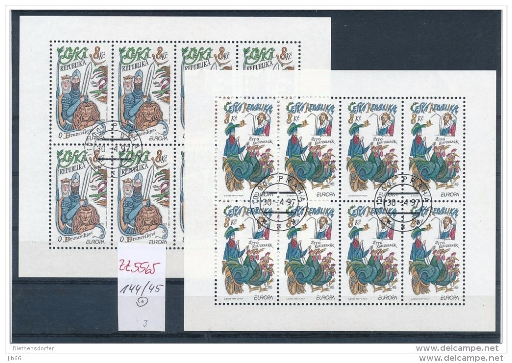 Europa 1997 2 Feuillets De 8 Timbres Oblitérés Légendes : Zito Le Magicien , Le Prince Au Glaive Magique - Blocks & Sheetlets