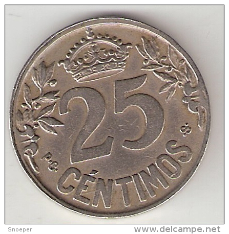 *spain  25 Centimos 1925   Km 740     Vf+ Look !!! - First Minting