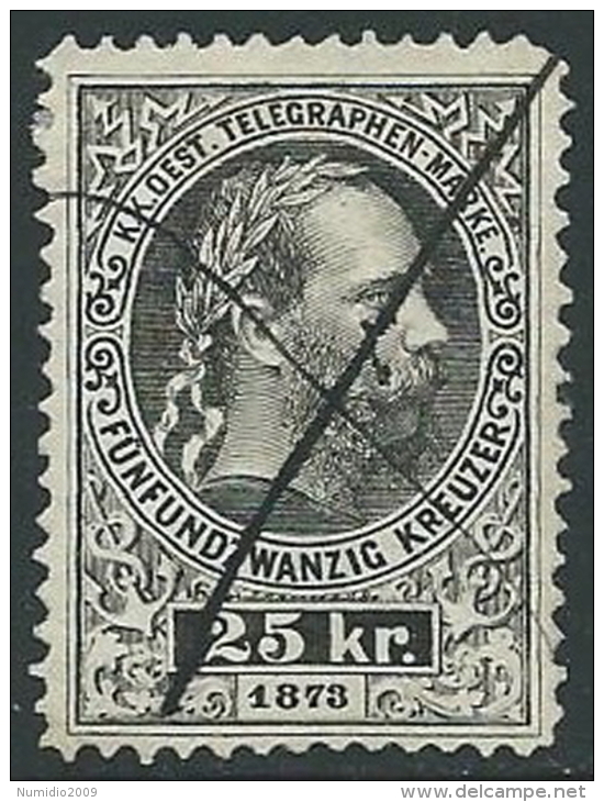 1874-76 AUSTRIA USATO TELEGRAFICI 25 K - G035 - Telegraph