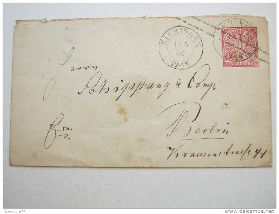 1868, ZIEBINGEN , Klarer Stempel Auf Brief - Postal  Stationery