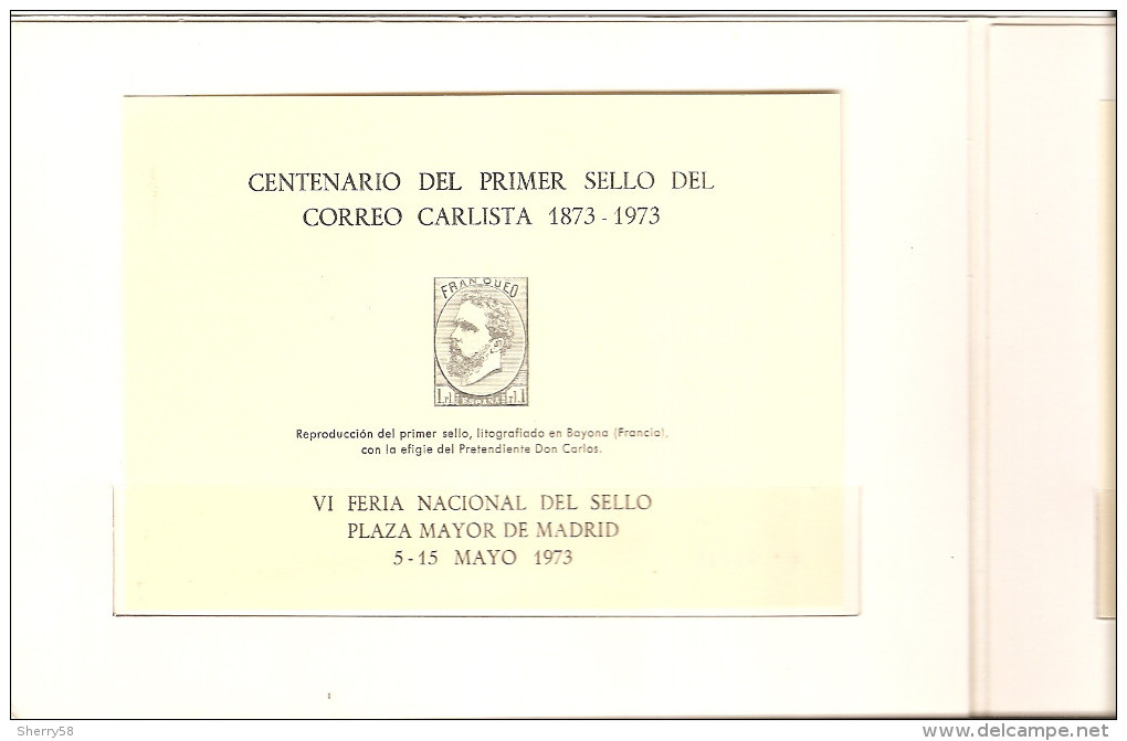 1973-CARPETA OBSEQUIO VI FERIA NAC. DEL SELLO. CENT. DE SELLOS I REPÚBLICA Y CORREO CARLISTA.  HOJAS RECUERDO Nº 7 Y 8 - Feuillets Souvenir