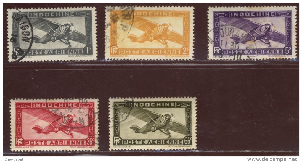 Indochine - Oblitéré - Charnière Y&T 1933 N° 8 - 10 - 11 - 12 - 13 - 14  Poste Aérienne 36c 66c 1pi 2pi 5pi 10pi - Airmail