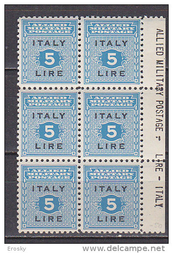 Z4244 - OCC. ANGLO AMERICANA DELLA SICILIA SASSONE N°8 ** BLOCCO DI 6 - Occ. Anglo-américaine: Sicile