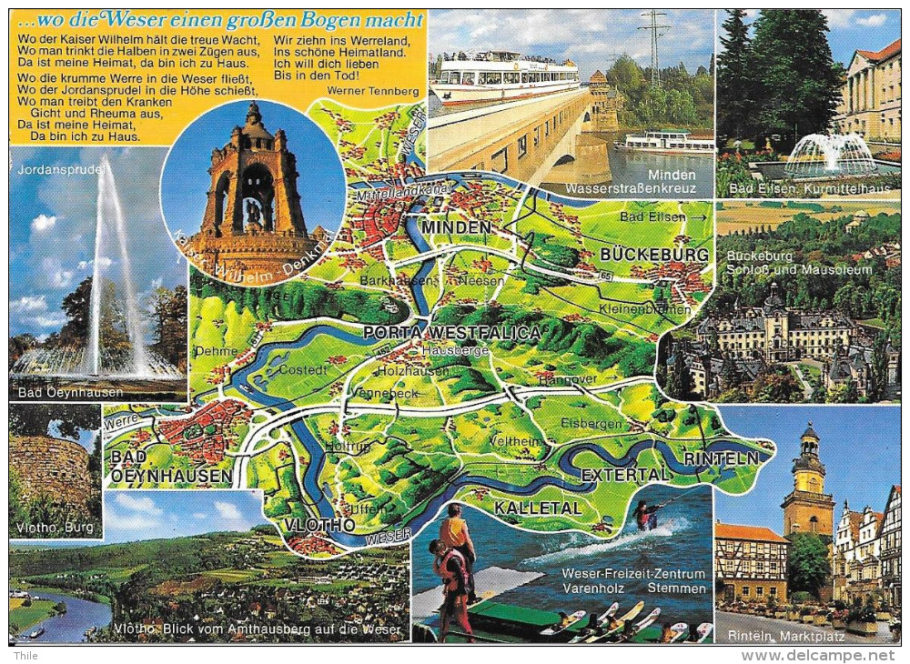 Auf Froher Fahrt Im Weserbergland - Carte Géographique - Porta Westfalica