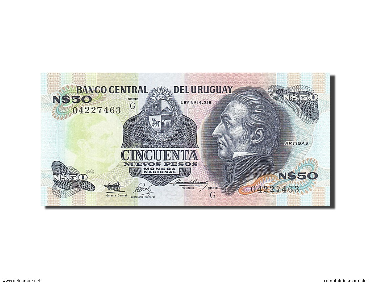 Billet, Uruguay, 50 Nuevos Pesos, 1989, SPL - Uruguay