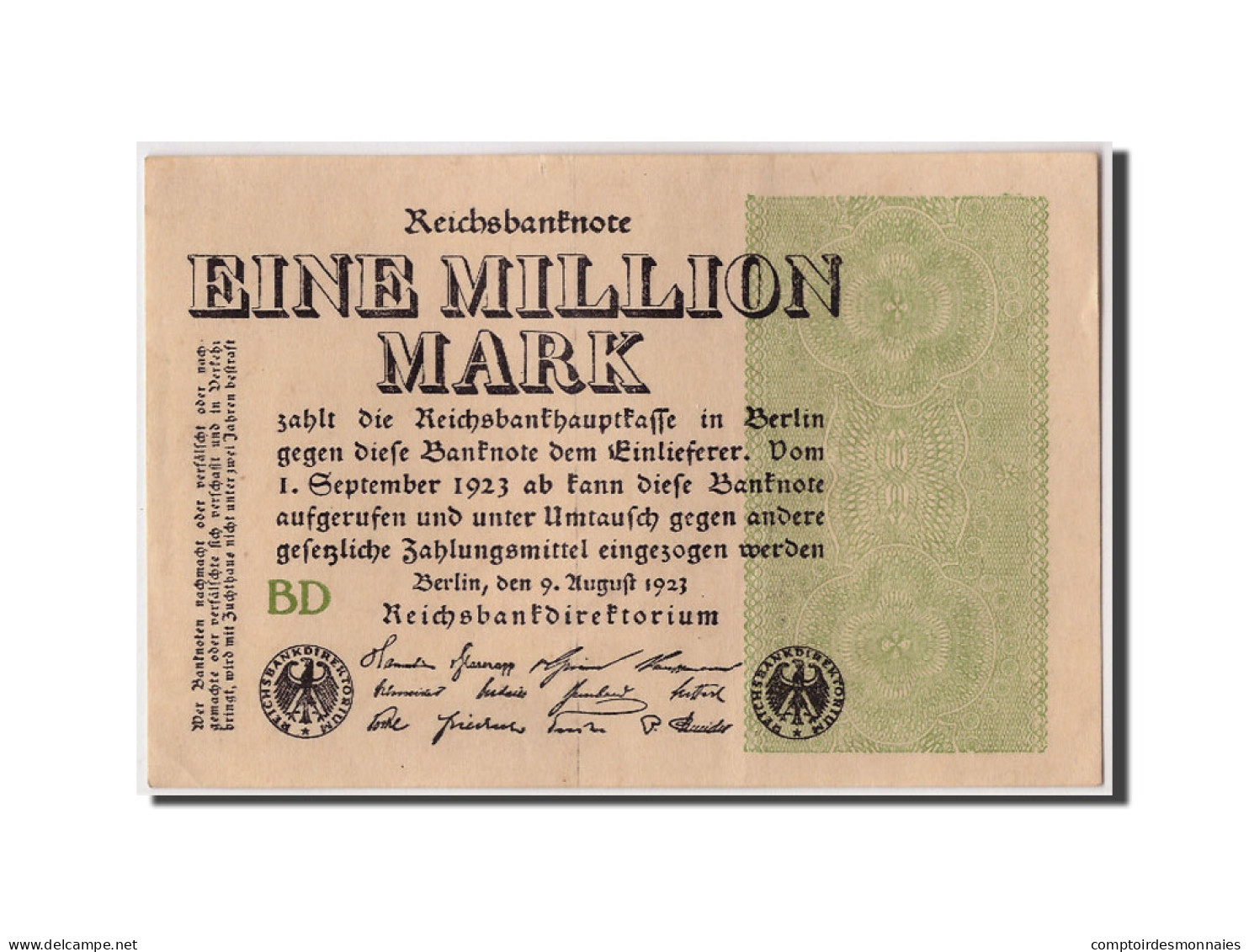 Billet, Allemagne, 1 Million Mark, 1923, 1923-08-09, TTB - 1 Million Mark