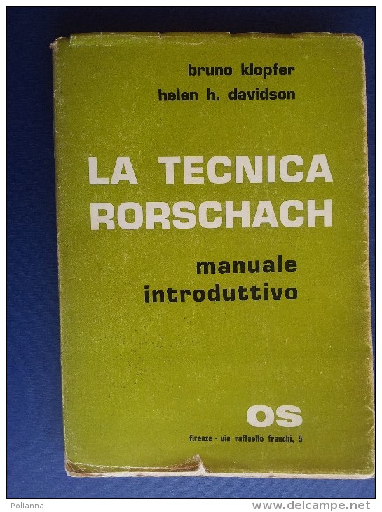 M#0J18 Klopfer-Davidson LA TECNICA RORSCHACH Os Editore 1971 - Medicina, Psicologia