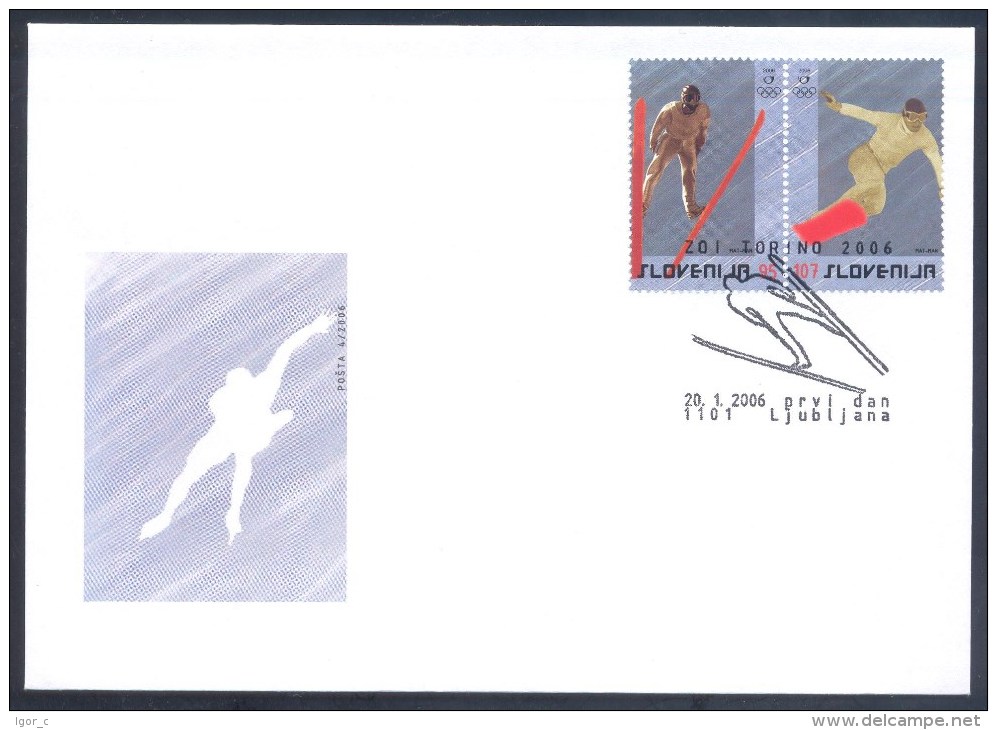 Slowenien Slovenia 2006 FDC Cover: Winter Olympic Games Torino: Ski Jumping; Snowboard; Speed Skating - Inverno2006: Torino - Paralympic