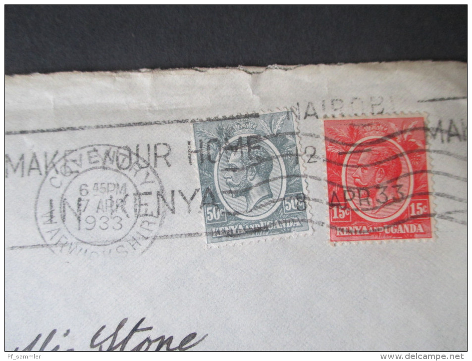 GB Kolonie 1933 Kenya And Uganda MiF. Luftpostbrief - Kenya & Oeganda