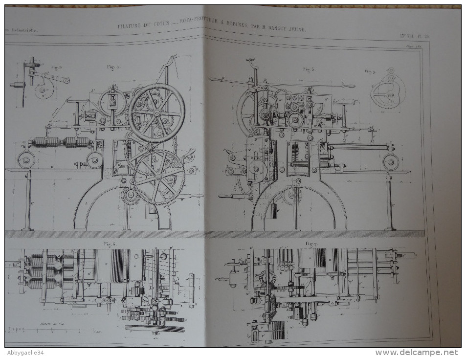 FILATURE DU COTON _ ROTA-FROTTEUR A BOBINES PAR M. DANGUY JEUNE Publication Industrielle - Machines
