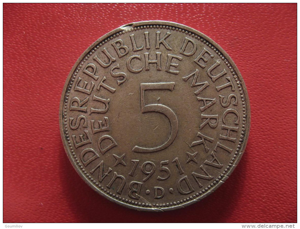 Allemagne - 5 Deutsche Mark 1951 D 0935 - 5 Mark