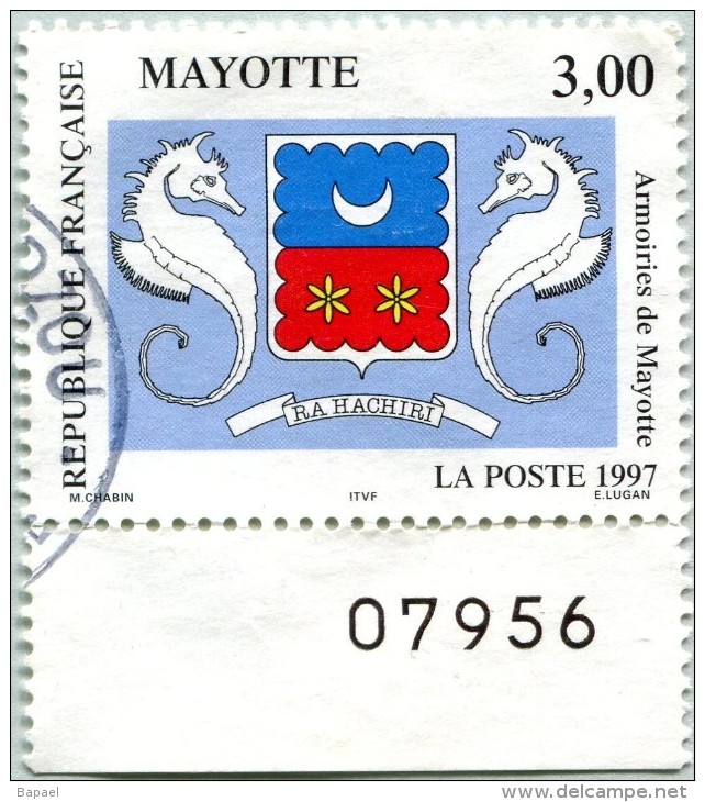 N° Yvert 43 - Timbre De Mayotte (1997) - U(Oblitéré) - Armoiries De Mayotte (DA) - Usati