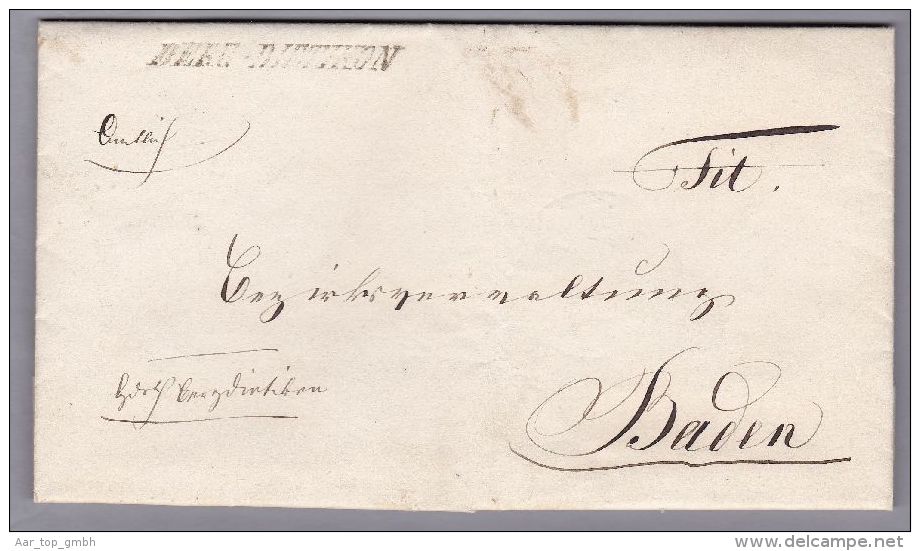 Heimat AG  BERG-DIETIKON 1861-03-27 Sw Kursiv-Lang Stempel Auf Amtlich Brief Nach Baden - ...-1845 Prephilately