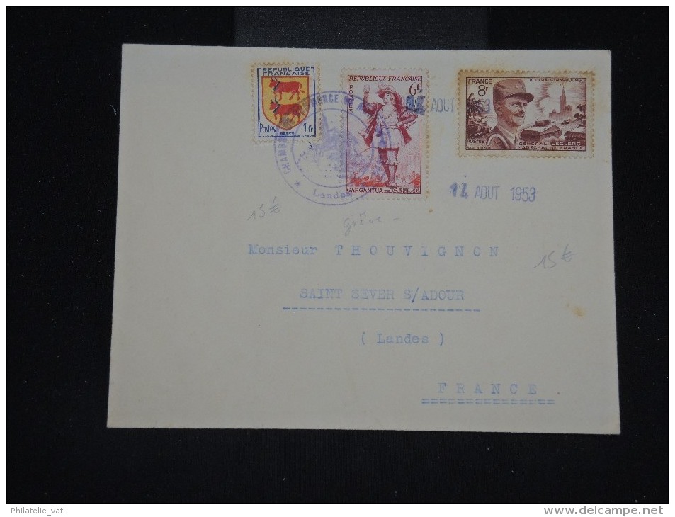 FRANCE - Enveloppe De Mont De Marsan Obl. Chambre De Commerce 1953 ( Grève Postale) - Aff. Plaisant - Lot P10527 - Documents