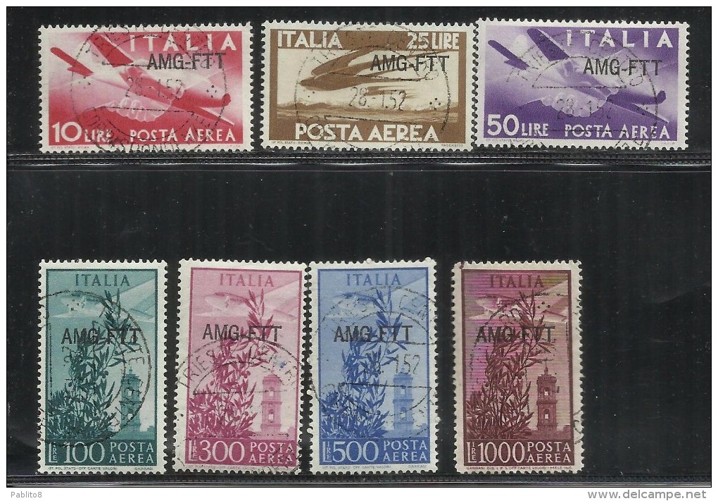 TRIESTE A 1949 - 1952 AMG - FTT ITALIA ITALY OVERPRINTED POSTA AEREA CAMPIDOGLIO E DEMOCRATICA SERIE COMPLETA USATO USED - Autres & Non Classés