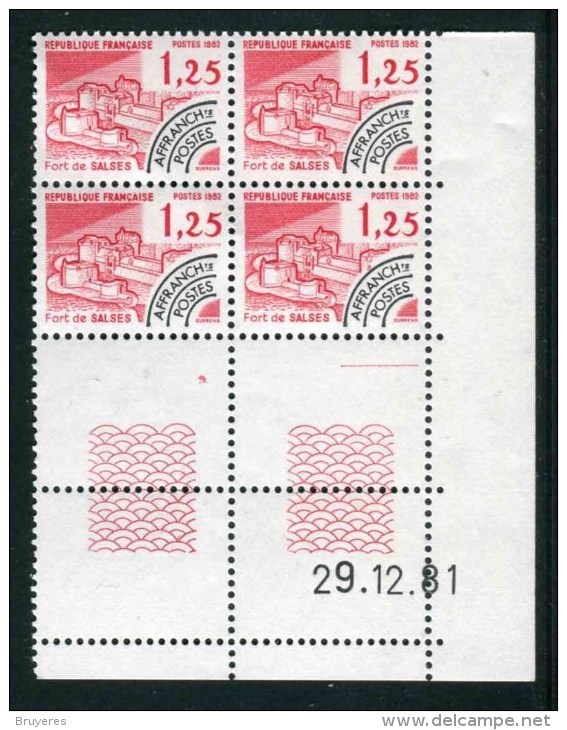 Bloc De 4  Timbres** De 1982  "1,25 - Fort De Alses" Avec Date  29 . 12 . 81 (1 Trait) - Voorafgestempeld