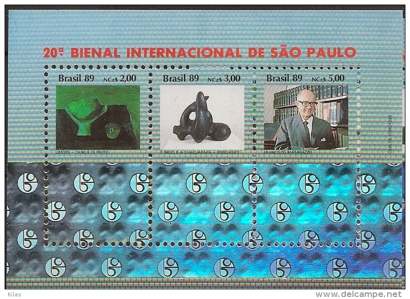 BRAZIL 1989, Art Bienale S/s, Hologram - Blocks & Sheetlets