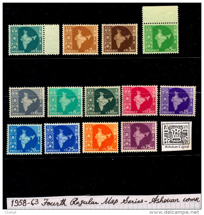 FOURTH REGULAR MAP SERIES-WMK-ASHOKAN-INDIA-1958-63-MNH-SCARCE- A6-603 - Neufs