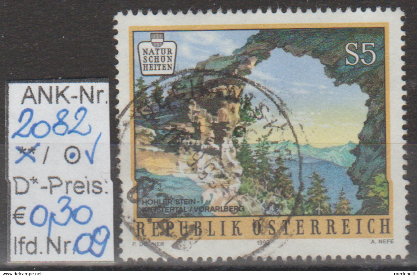 5.2.1992 - SM  "Naturschönheiten in Österreich"  -  o  gestempelt  -  siehe Scan  (2082o 01-11)