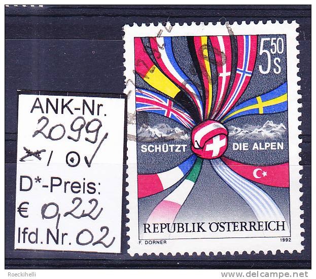 22.5.1992 -  SM  "Schützt Die Alpen"  -   O  Gestempelt  -  Siehe Scan  (2099o 01-19) - Used Stamps