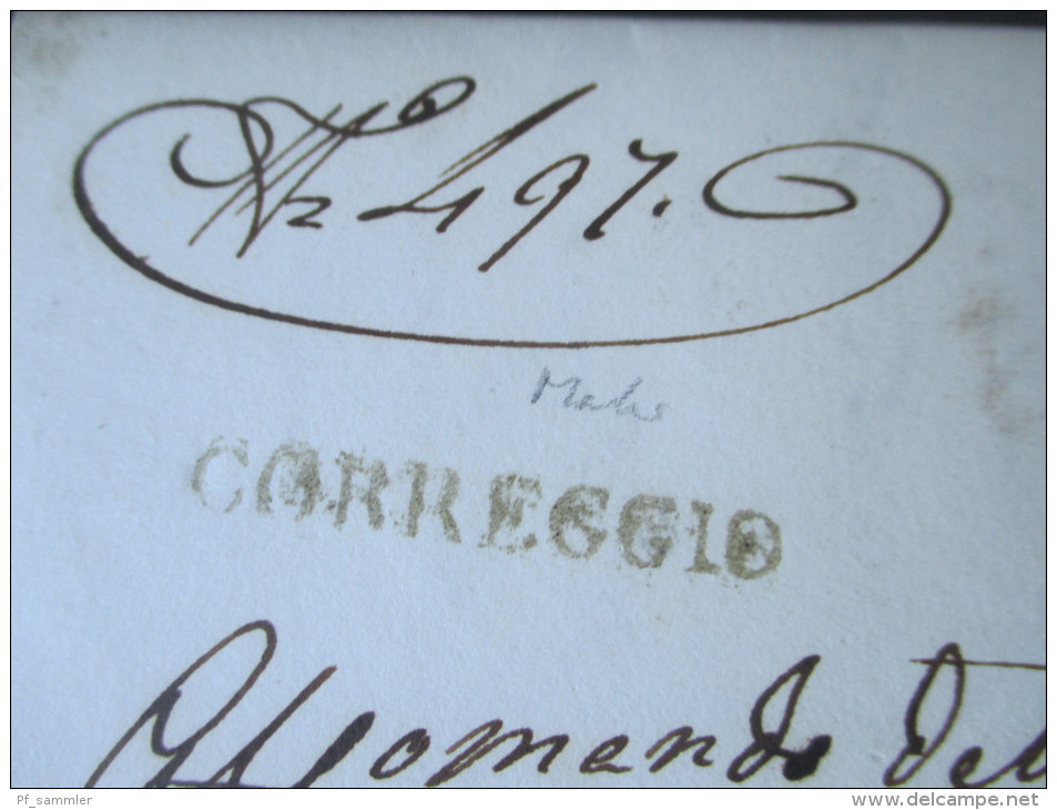 Italien Vorphila 1852. Correggio. Mehrere Stempel. Interessanter Beleg!! Nach Zabbrico - Romagne