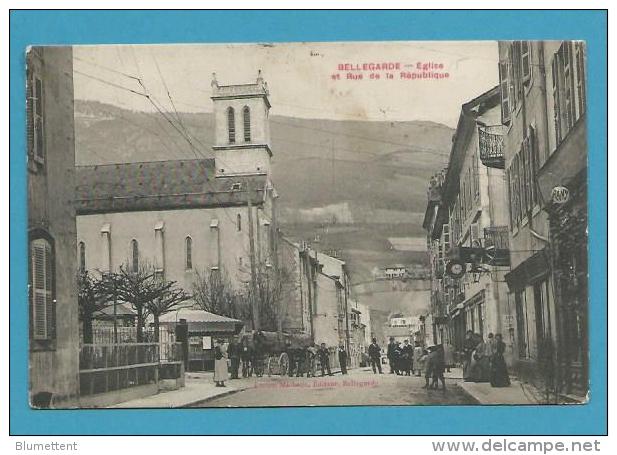 CPA Animée Rue De La République - Eglise BELLEGARDE 01 - Bellegarde-sur-Valserine