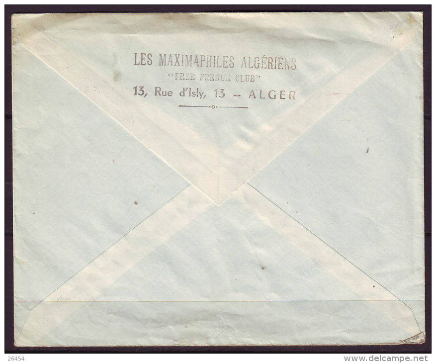 Lettre De ALGER   Le 11 Janv 1951 Cachet " JOURNEES COLONNA D ORNANO " Avec BANDE De 2 POSTE AERIENNE Pour PARIS - Luftpost