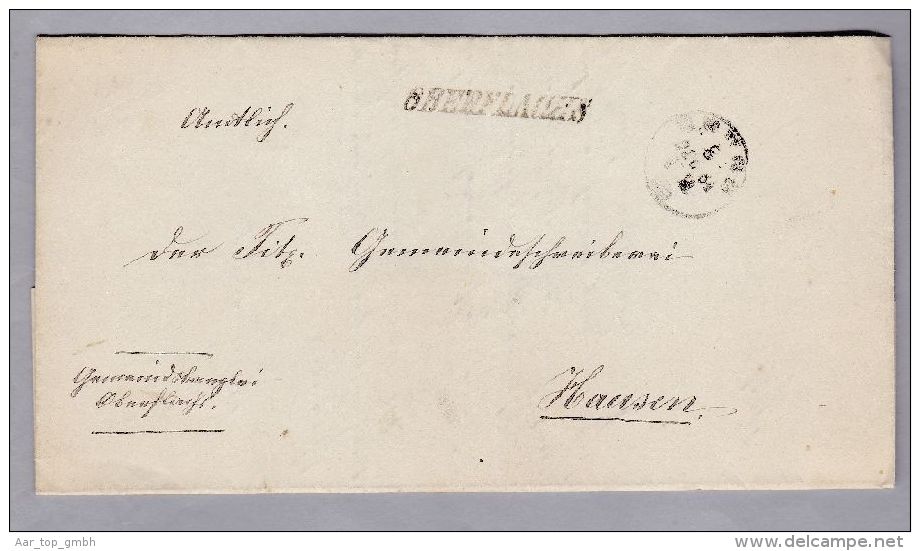 Heimat AG OBERFLACHS 1864-12-06 Sw Kursiv-Lang-Stempel Auf Amtlich Brief Nach Hausen - ...-1845 Prephilately